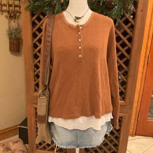 Vintage Stonebridge Granola Nature Cottage Core Thermal Knit Medium